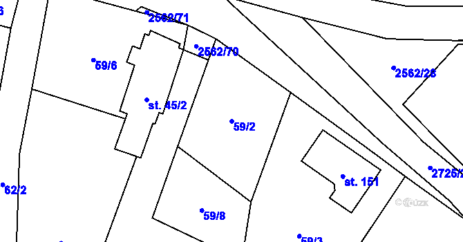 Parcela st. 59/2 v KÚ Ovesné Kladruby, Katastrální mapa
