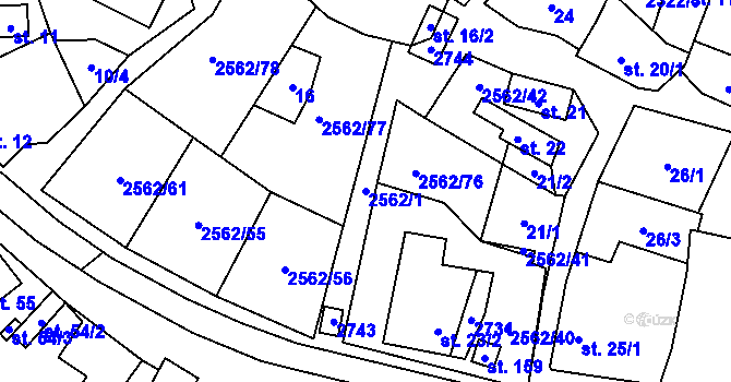 Parcela st. 2562/1 v KÚ Ovesné Kladruby, Katastrální mapa