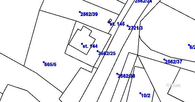 Parcela st. 2562/25 v KÚ Ovesné Kladruby, Katastrální mapa