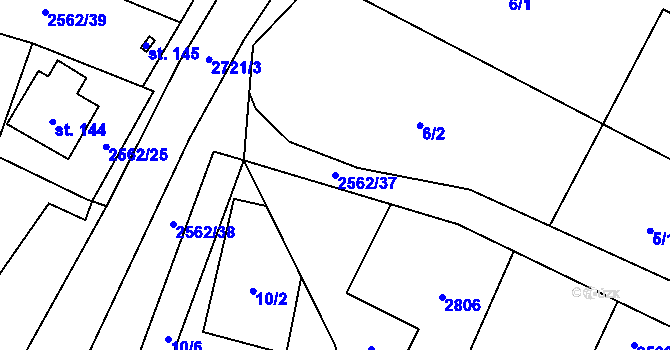 Parcela st. 2562/37 v KÚ Ovesné Kladruby, Katastrální mapa