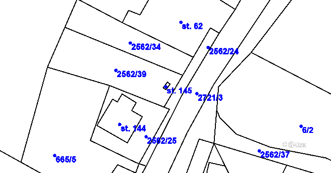 Parcela st. 145 v KÚ Ovesné Kladruby, Katastrální mapa