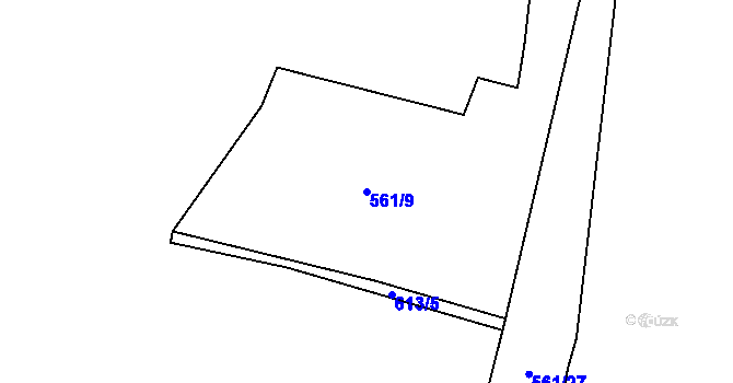 Parcela st. 561/9 v KÚ Ovesné Kladruby, Katastrální mapa
