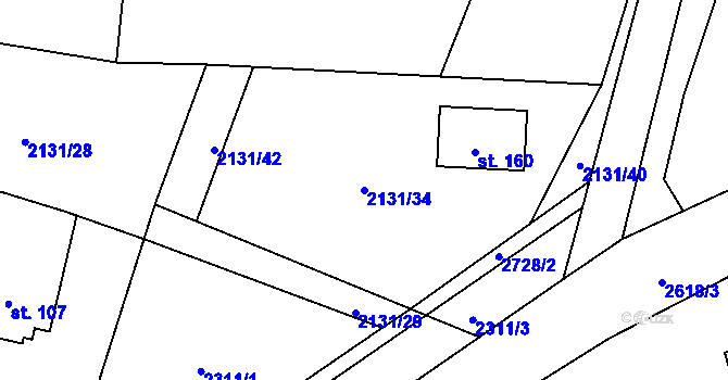 Parcela st. 2131/34 v KÚ Ovesné Kladruby, Katastrální mapa