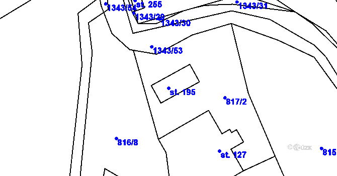 Parcela st. 195 v KÚ Oznice, Katastrální mapa