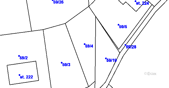 Parcela st. 59/4 v KÚ Oznice, Katastrální mapa