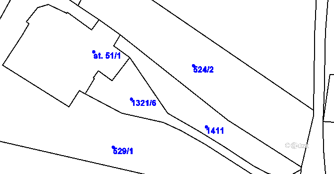Parcela st. 1321/6 v KÚ Oznice, Katastrální mapa