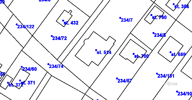 Parcela st. 514 v KÚ Pacov u Říčan, Katastrální mapa