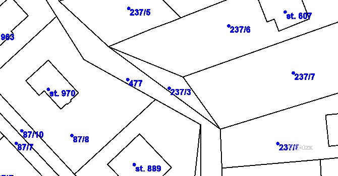 Parcela st. 237/3 v KÚ Pacov u Říčan, Katastrální mapa