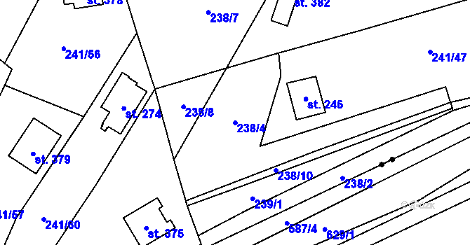 Parcela st. 238/4 v KÚ Pacov u Říčan, Katastrální mapa