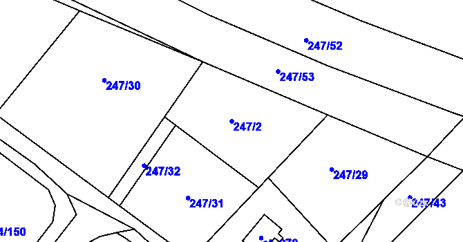 Parcela st. 247/2 v KÚ Pacov u Říčan, Katastrální mapa