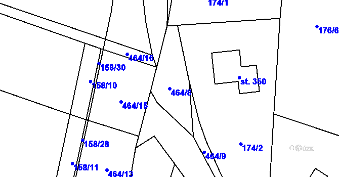 Parcela st. 464/8 v KÚ Pacov u Říčan, Katastrální mapa