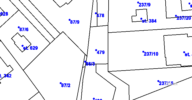 Parcela st. 479 v KÚ Pacov u Říčan, Katastrální mapa