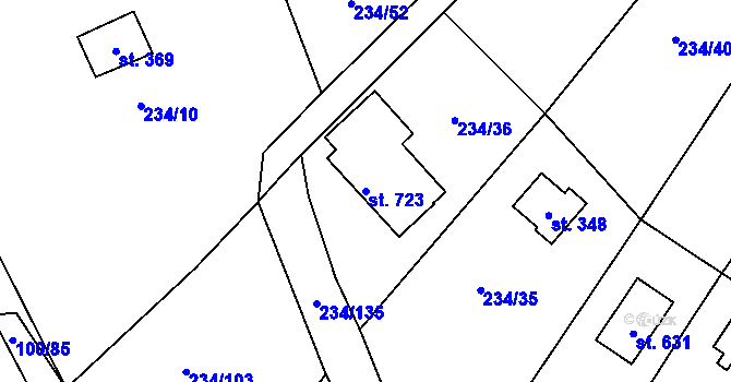 Parcela st. 723 v KÚ Pacov u Říčan, Katastrální mapa