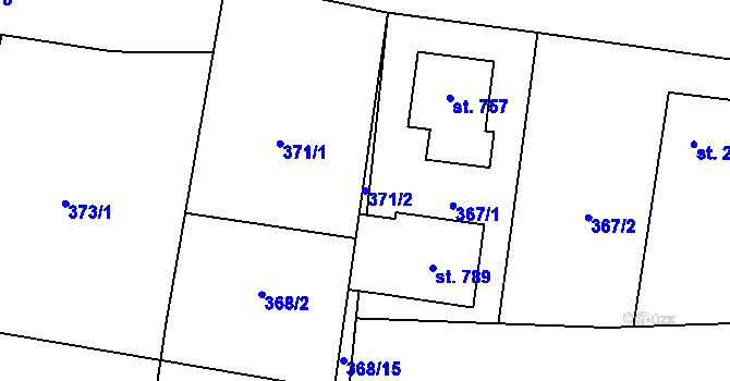 Parcela st. 371/2 v KÚ Pacov u Říčan, Katastrální mapa
