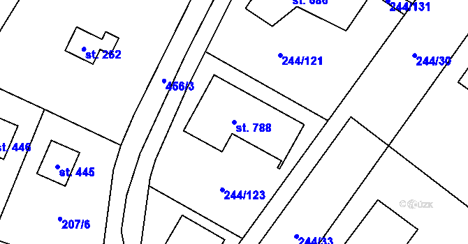 Parcela st. 788 v KÚ Pacov u Říčan, Katastrální mapa