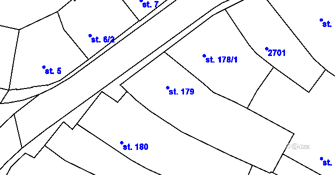 Parcela st. 179 v KÚ Pacov, Katastrální mapa