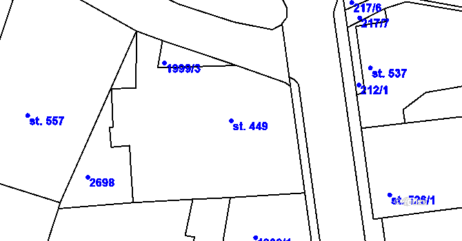 Parcela st. 449 v KÚ Pacov, Katastrální mapa