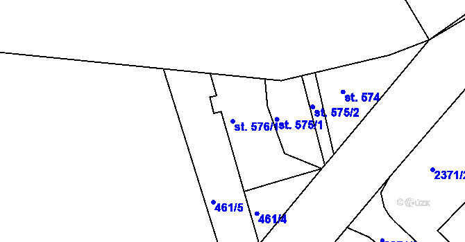 Parcela st. 576/1 v KÚ Pacov, Katastrální mapa
