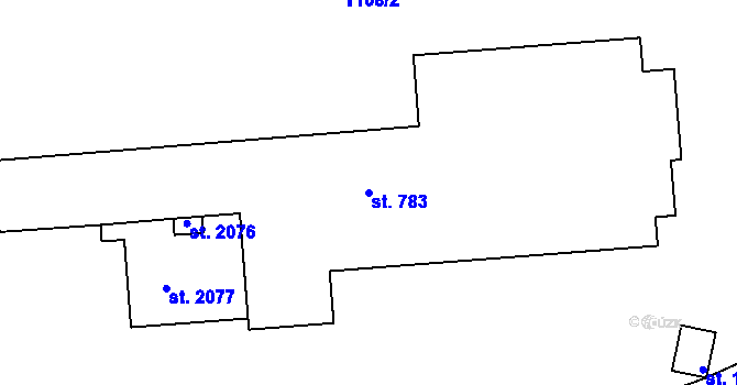 Parcela st. 783 v KÚ Pacov, Katastrální mapa