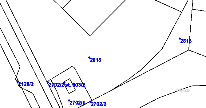 Parcela st. 803/18 v KÚ Pacov, Katastrální mapa