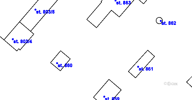 Parcela st. 803/30 v KÚ Pacov, Katastrální mapa
