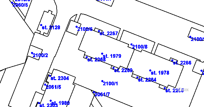 Parcela st. 1979 v KÚ Pacov, Katastrální mapa