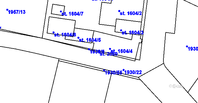 Parcela st. 2069 v KÚ Pacov, Katastrální mapa