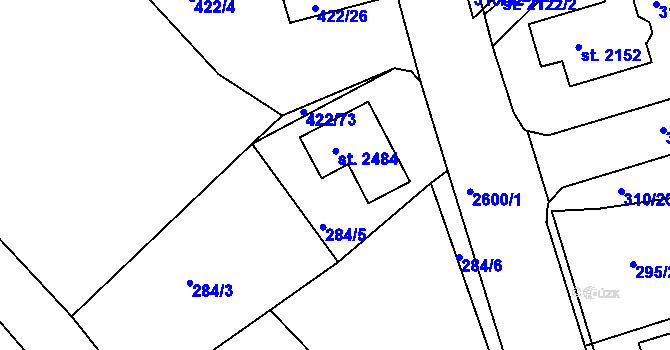 Parcela st. 284/5 v KÚ Pacov, Katastrální mapa