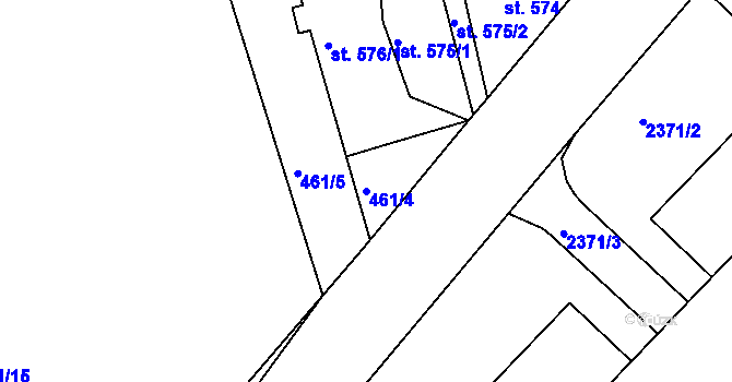 Parcela st. 461/4 v KÚ Pacov, Katastrální mapa