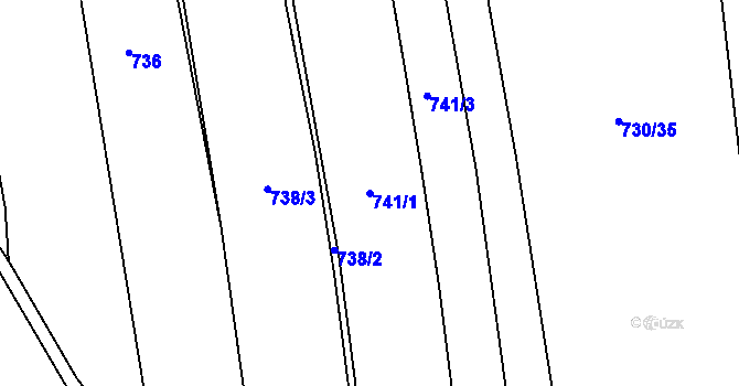 Parcela st. 741/1 v KÚ Pacov, Katastrální mapa