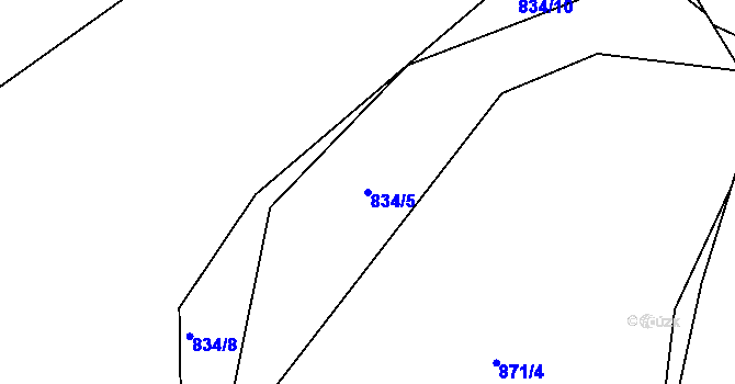 Parcela st. 834/5 v KÚ Pacov, Katastrální mapa