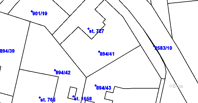 Parcela st. 894/41 v KÚ Pacov, Katastrální mapa