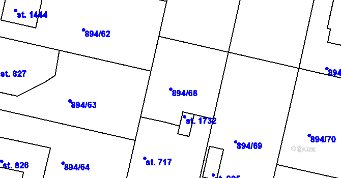 Parcela st. 894/68 v KÚ Pacov, Katastrální mapa