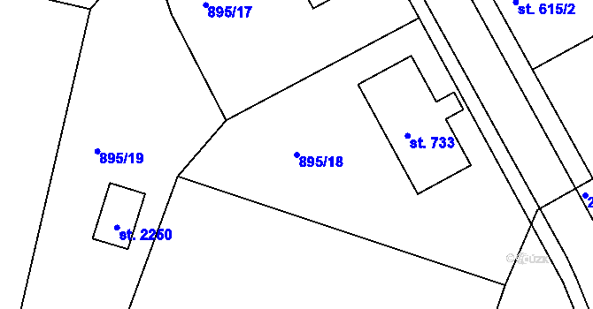 Parcela st. 895/18 v KÚ Pacov, Katastrální mapa