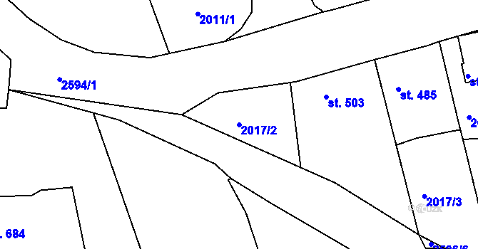 Parcela st. 2017/2 v KÚ Pacov, Katastrální mapa