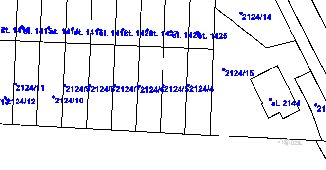 Parcela st. 2124/5 v KÚ Pacov, Katastrální mapa