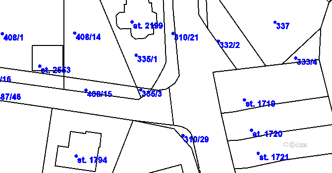 Parcela st. 387/41 v KÚ Pacov, Katastrální mapa