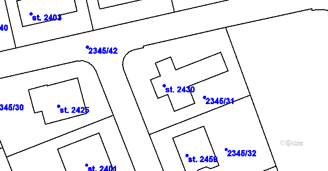 Parcela st. 2430 v KÚ Pacov, Katastrální mapa