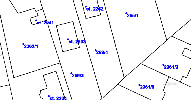 Parcela st. 269/4 v KÚ Pacov, Katastrální mapa