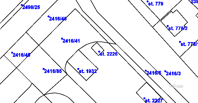 Parcela st. 2226 v KÚ Pacov, Katastrální mapa