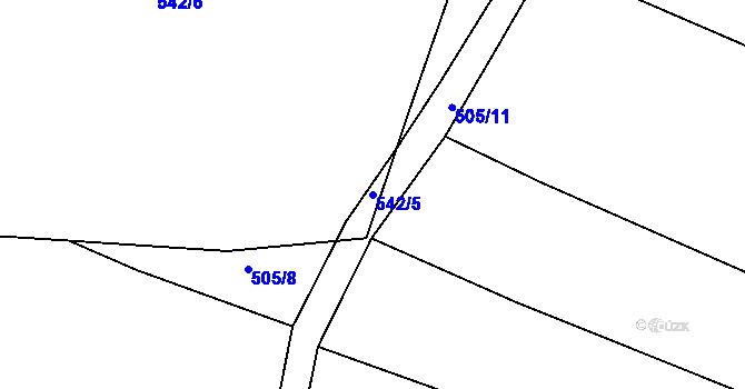Parcela st. 542/5 v KÚ Pacov, Katastrální mapa