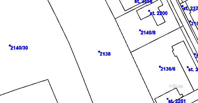 Parcela st. 2138 v KÚ Pacov, Katastrální mapa