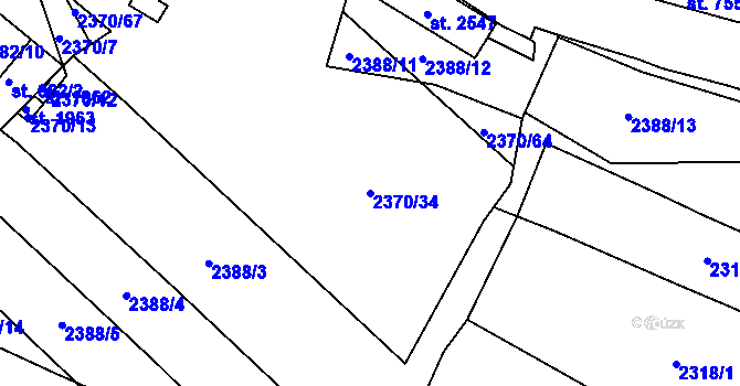 Parcela st. 2370/34 v KÚ Pacov, Katastrální mapa