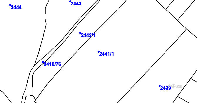 Parcela st. 2441/1 v KÚ Pacov, Katastrální mapa