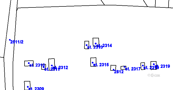 Parcela st. 2313 v KÚ Pacov, Katastrální mapa