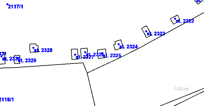 Parcela st. 2325 v KÚ Pacov, Katastrální mapa