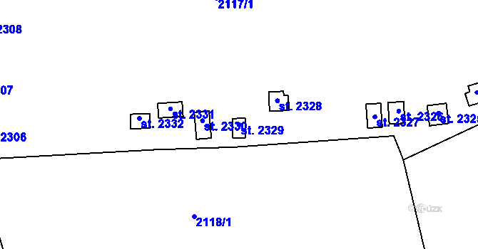 Parcela st. 2329 v KÚ Pacov, Katastrální mapa