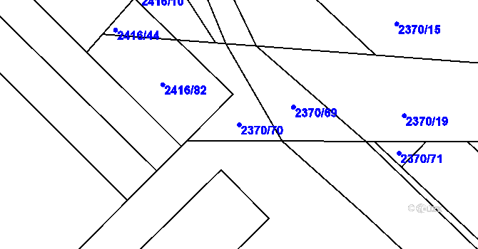 Parcela st. 2370/70 v KÚ Pacov, Katastrální mapa