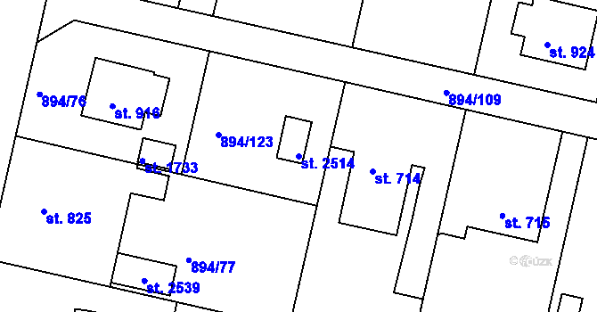 Parcela st. 2514 v KÚ Pacov, Katastrální mapa