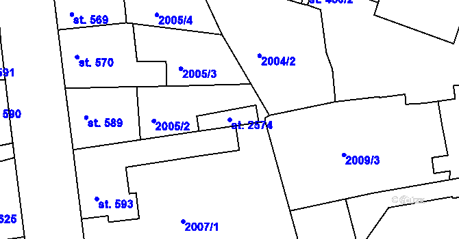 Parcela st. 2574 v KÚ Pacov, Katastrální mapa